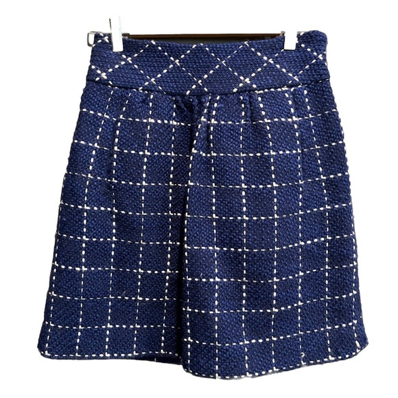 Maeve by Anthropologie Blue and White Tweed Wool Blend Women's Skirt Size 2 - Picture 1 of 5